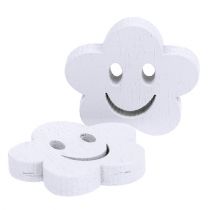 Puukukka kasvot valkoinen 2,5cm 48p