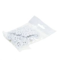 kohteita Puinen kukka kasvot valkoinen 2,5cm 48 kpl
