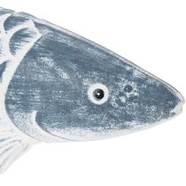 kohteita Puinen sinivalkoinen kala, kalakoriste, puujauho, 35 cm, 1 kpl