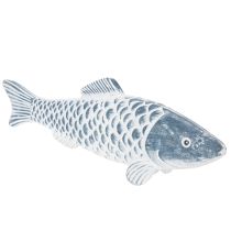 kohteita Puinen sinivalkoinen kala, kalakoriste, puujauho, 35 cm, 1 kpl