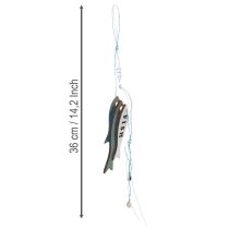 kohteita Puiset Kala-Ripustuskoristeet, Siniset, 36 cm, 4 Kappaletta