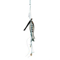 Puinen henkari kala sininen 36cm 4kpl