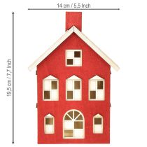 kohteita Puinen talonkoriste, vaaleanpunaista ja valkoista puuta, paristoille, korkeus 19,5 cm