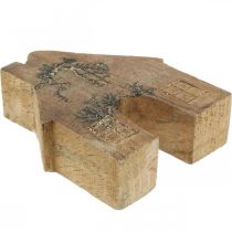 kohteita Puutalon koristelu Joulutalo puutalokoriste puinen teline H10cm