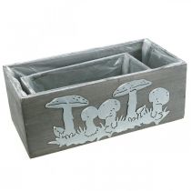 kohteita Puinen laatikko setti kärpässieni, syksyn koristelu, puutarhan koristelu, istutuslaatikot L40/30cm 2 kpl setti