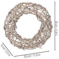 kohteita Puinen kranssi, koristekranssi, luonnonvalkoinen, Ø30cm, K9.5cm