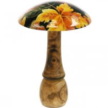 Puinen sieni Deco Värikäs lehtikuvio Syksyn koriste Musta, värikäs Ø13cm H19cm