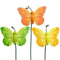 kohteita Puiset perhoset kepissä 3-väri valikoituna 8cm 24kpl