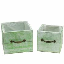 kohteita Istutuslaatikko puinen laatikko vaaleanvihreä 15x15/12x12cm 2 kpl setti