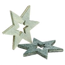 Puiset tähdet 4cm harmaa kimalluksella 72kpl