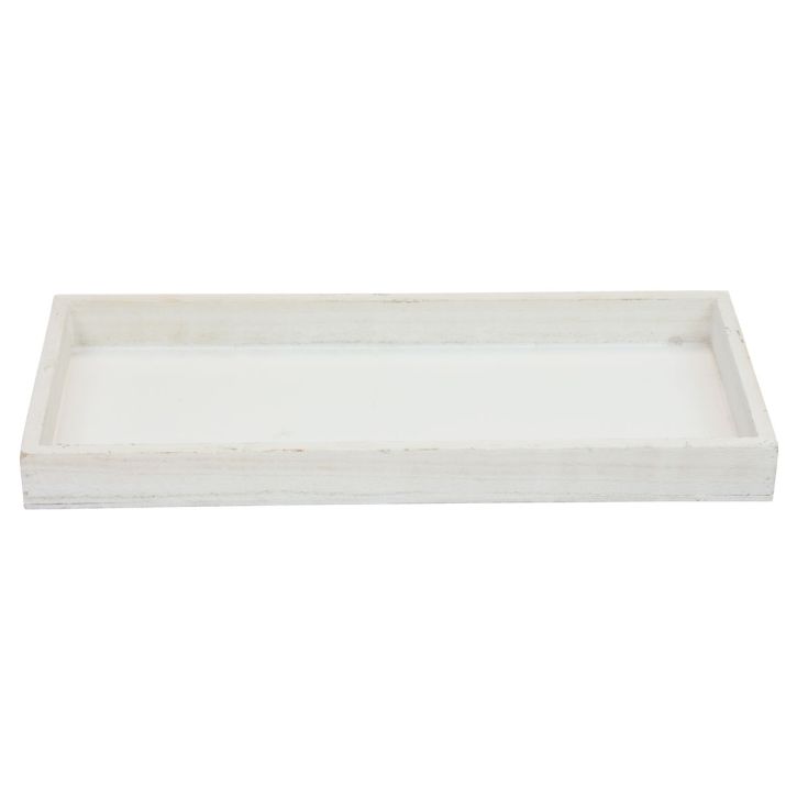 Puinen tarjotin valkoinen koristetarjotin nuhjuinen tyylikäs puu 35×15×3cm