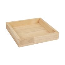 kohteita Puinen tarjotin koristeellinen tarjotin puinen neliö luonnollinen 20×20×3,5cm