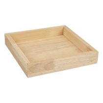Puinen tarjotin koristeellinen tarjotin puinen neliö luonnollinen 25×25×3,5cm