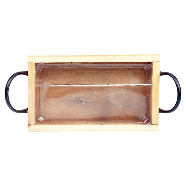 kohteita Puutarjotin kahvoilla koristeellinen tarjotin luonnonmusta 30×17×5cm