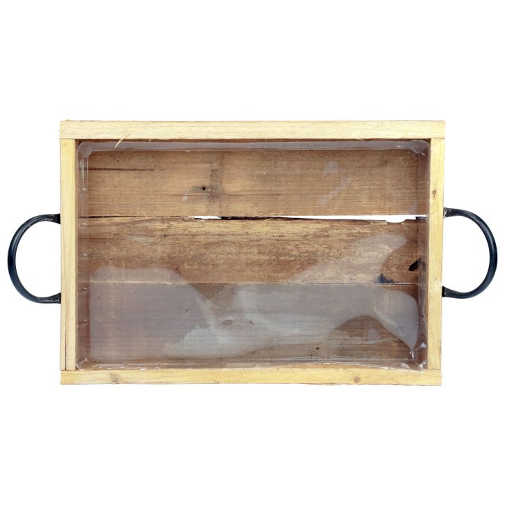kohteita Puutarjotin kahvoilla koristeellinen tarjotin luonnonmusta 40×27,5×5cm