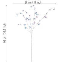 kohteita Keinotekoinen herkkä kukkiva oksa hohtavilla kukilla, 98 cm