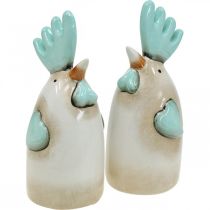 kohteita Ceramic Rooster Kitchen Deco Chicken Valkoinen Sininen Ruskea K14,5cm 2kpl