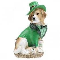 kohteita Beagle hattussa St. Patrick's Day -koira puvussa Garden Decor -koira H24,5cm