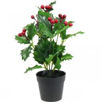 Holly ruukussa tekokasveja Ilex keinotekoinen 26cm