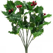 Jouluoksa holly Ilex keinotekoiset marjat 37cm