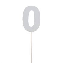 kohteita Vuosipäivänumero "0" kepissä valkoinen L27cm 10kpl