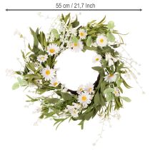 kohteita Keinotekoinen päivänkakkara-seppele, luonnollisen näköinen ja kestävä, oven ja seinän koristeeksi, 55 cm