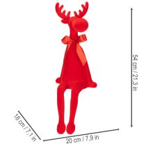kohteita Koristeellinen hirvihahmo rusetilla, istuva, nukkakuvioinen hyllytasku, 54 cm