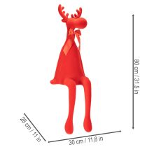kohteita Koristeellinen hirvihahmo, nukkakuvioinen hyllyteline rusetilla, 80 cm