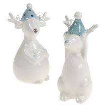 Keraaminen hahmo poro 11cm, 12cm valkoinen 2kpl