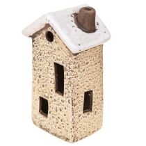 kohteita Keraaminen talo adventtikoriste kermanpunainen harmaa 8.5/9.5cm 3 kpl