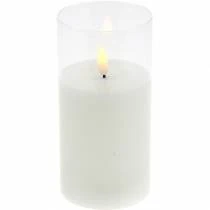 kohteita LED-kynttilä lasista aitoa vahaa valkoinen Ø7,5cm K10cm