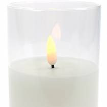 LED-kynttilä lasista aitoa vahaa valkoinen Ø7,5cm K10cm