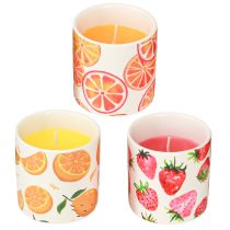 kohteita Kynttilät ulkokäyttöön keraaminen ruukku Citronella Fruit H7cm 3kpl