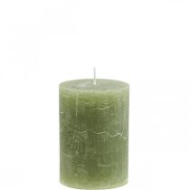 Yksiväriset kynttilät oliivinvihreät pilarikynttilät 70×100mm 4kpl
