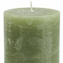 Yksiväriset kynttilät oliivinvihreät pilarikynttilät 85×120mm 2kpl