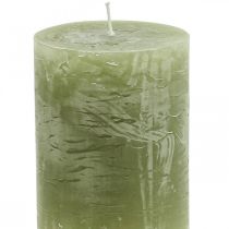 kohteita Yksiväriset kynttilät oliivinvihreät pilarikynttilät 60×80mm 4kpl