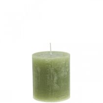 Yksiväriset kynttilät oliivinvihreät pilarikynttilät 70×80mm 4kpl