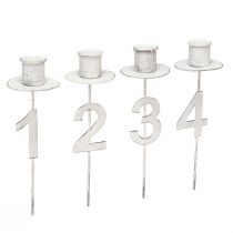 kohteita Advent-kynttilänjalka piikillä ja numeroilla valkoinen H11cm 4 kpl