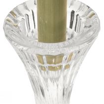 kohteita Kynttilänjalka lasia, kirkas, tikku, kynttilänjalka, urat, korkeus 20 cm, 2 kpl