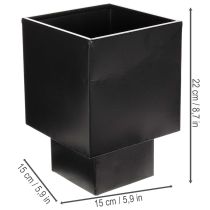 kohteita Musta kuutiomainen istutusruukku jalustalla, moderni, 22 cm