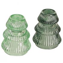 kohteita Kynttilänjalka Joulukuusi lasi kynttilänjalka vihreä Ø6cm K8cm 2kpl