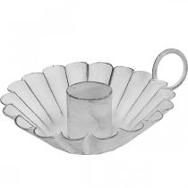 Kynttilänjalka Shabby Chic White Metal Deco Ø9,5cm K3cm