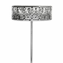 kohteita Kukkaiset kynttilänjalat hopean kiinnittämiseen Ø7,4cm H12,5cm antiikkisen ilmeen 4 kpl