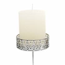 kohteita Kukkaiset kynttilänjalat hopean kiinnittämiseen Ø7,4cm H12,5cm antiikkisen ilmeen 4 kpl