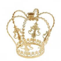 Kynttilänpidin Kruunu, Pöydän koriste, Adventti, Kruunu metallia kultainen Ø14cm H13cm