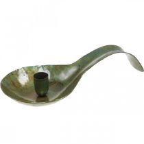 kohteita Kynttilänjalka metallinen antiikkisen näköinen lusikka patinalla 25x11x5cm