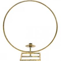 Kynttiläkoristeet seisomaan, koristesormus kynttilänjalalla, joulukoristeet metallista kultaisen antiikkisen ilmeen Ø40cm 43Hcm
