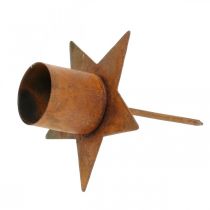 kohteita Tähtikynttilänjalka kiinnitettäväksi, ruosteinen adventtikoriste, 6 cm, 4 kpl