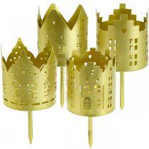 Kynttilänjalka city kultainen kynttilänjalka metallia Ø6,5cm 4kpl