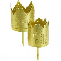 Kynttilänjalka city kultainen kynttilänjalka metallia Ø6,5cm 4kpl